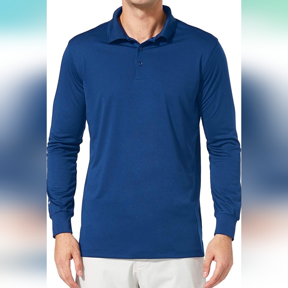 BALEAF Men's Polo Shirt Long Sleeve UPF 50 Sun Protection Quick Dry